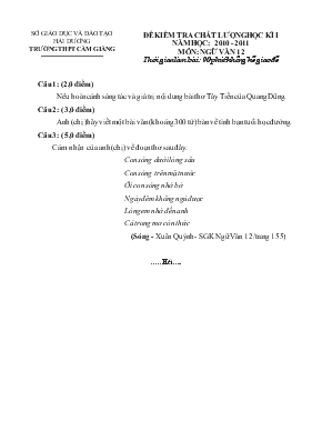Đề kiểm tra chất lượng học kì I năm học 2010 - 2011 môn Ngữ văn - Trường THPT Cẩm Giàng